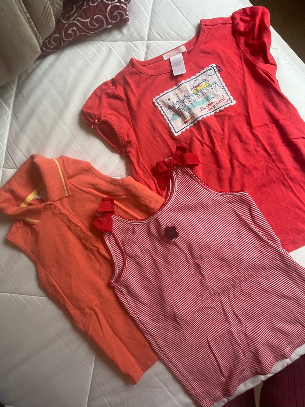 Girls' size 6 summer tops in Red & Orange, set of 3